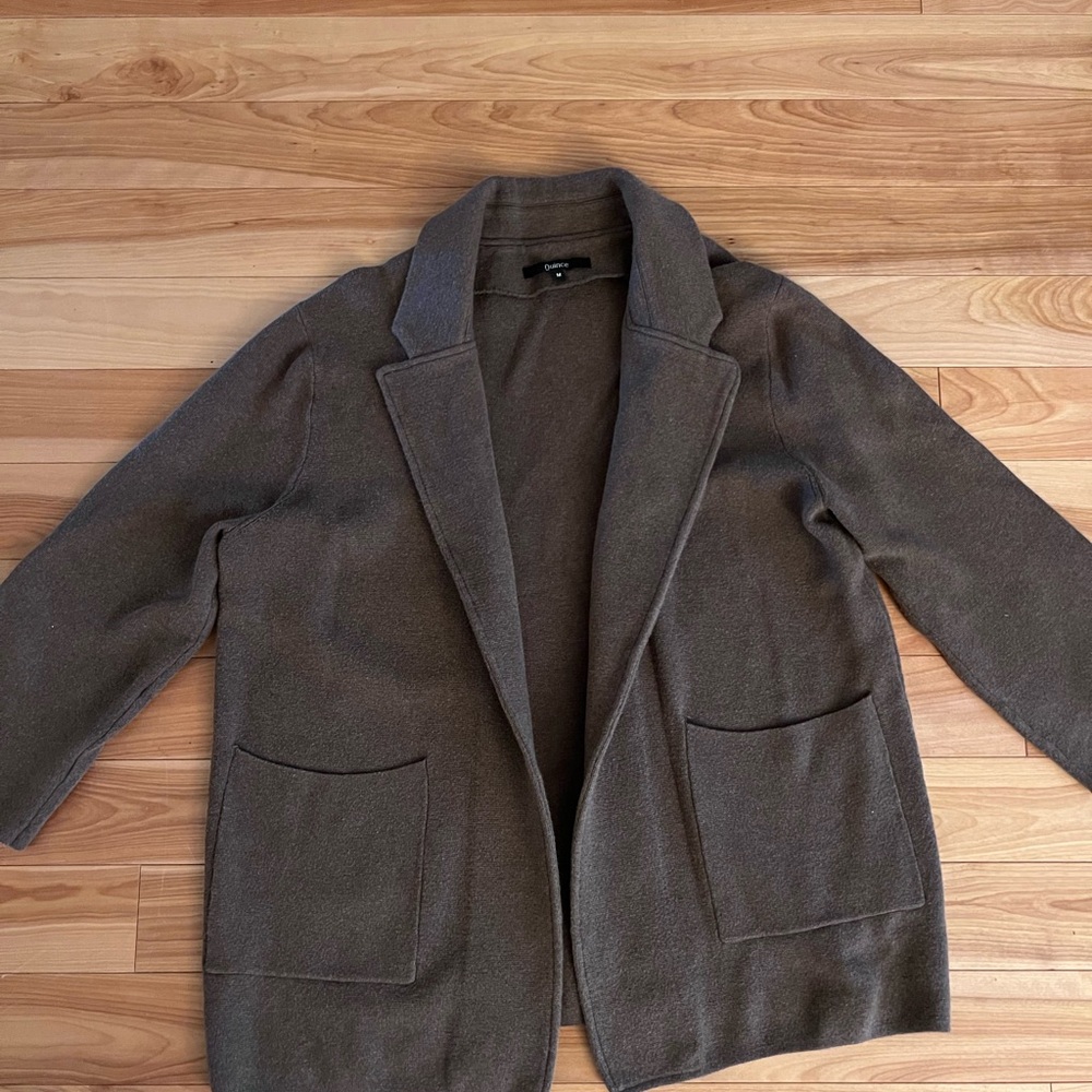 Quince Brown Organic Cotton Knit Blazer